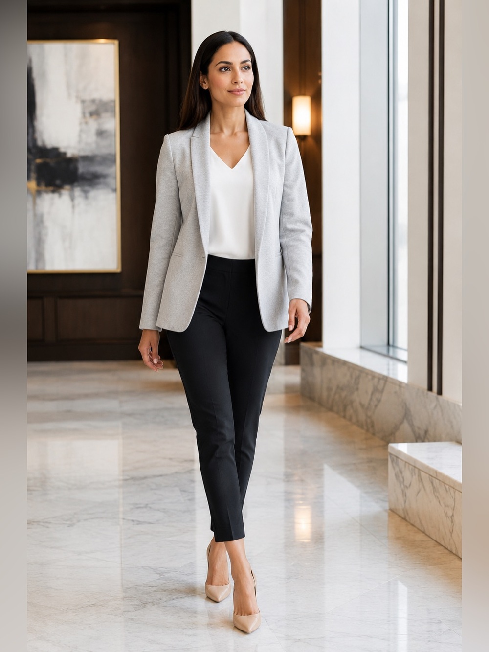 Calvin Klein Light Gray Open Front Knit Blazer Jacket Womens Large